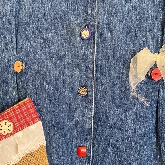 Coldwater Creek Patchwork denim jacket Womens M Overshirt Barn chore Tunic - Picture 4 of 14